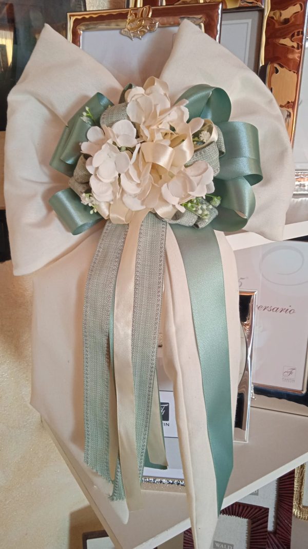 Fiocco base bianca e nastri Tiffany