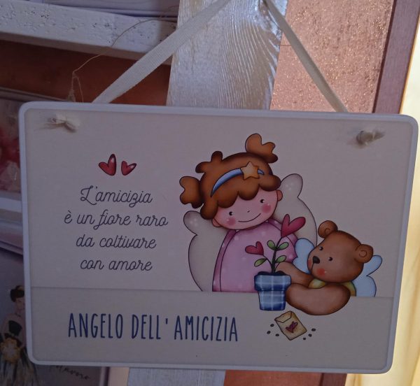Targhetta in legno l'angelo dell' amicizia
